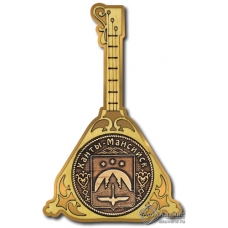 Магнит из бересты Ханты-Мансийск-Герб балалайка золото